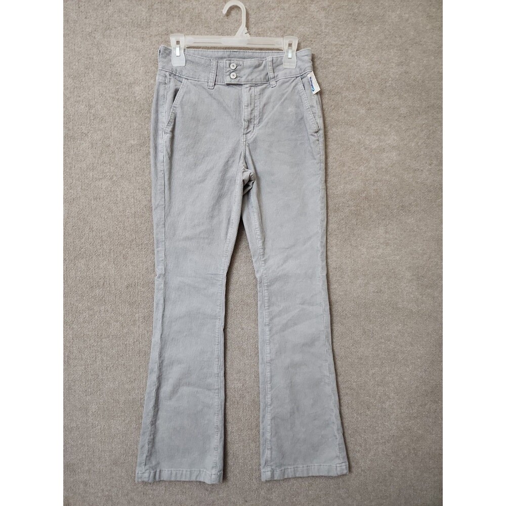 American Eagle Kick Boot Corduroy Pants Womens 6 Gray Flap Pockets Stretch NWOT